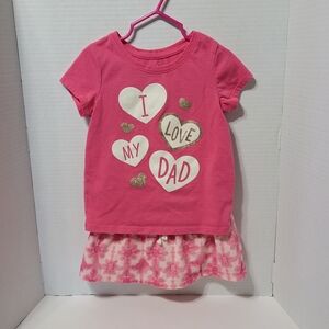 Cat & Jack Toddler Girls 4T Pink I Love My Dad Tee & Skort Set